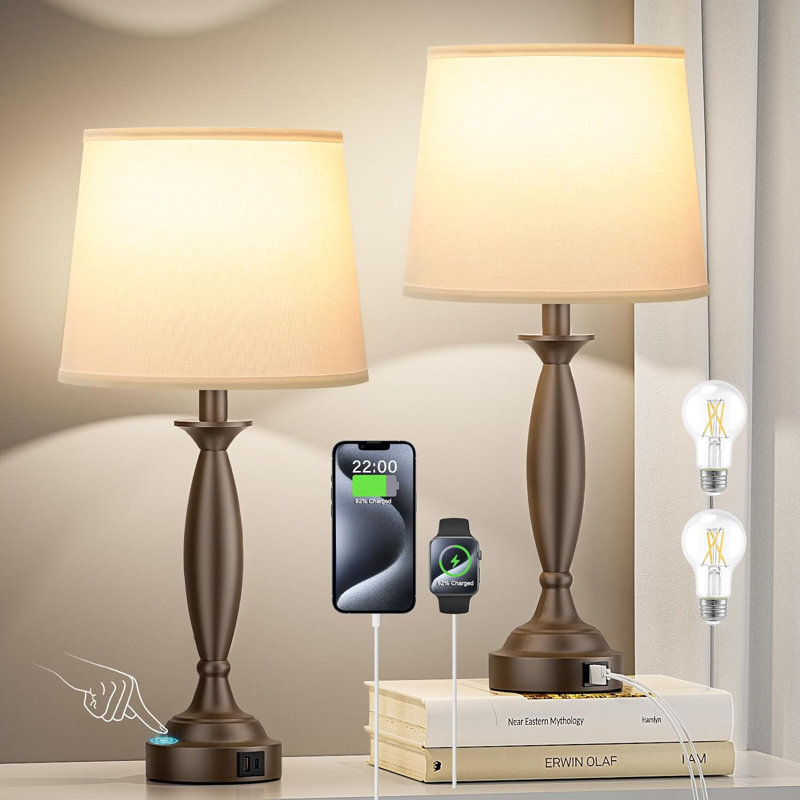 Bedside Lamp with USB Port - hot Touch Control Table Lamp for Bedroom with USB C+A